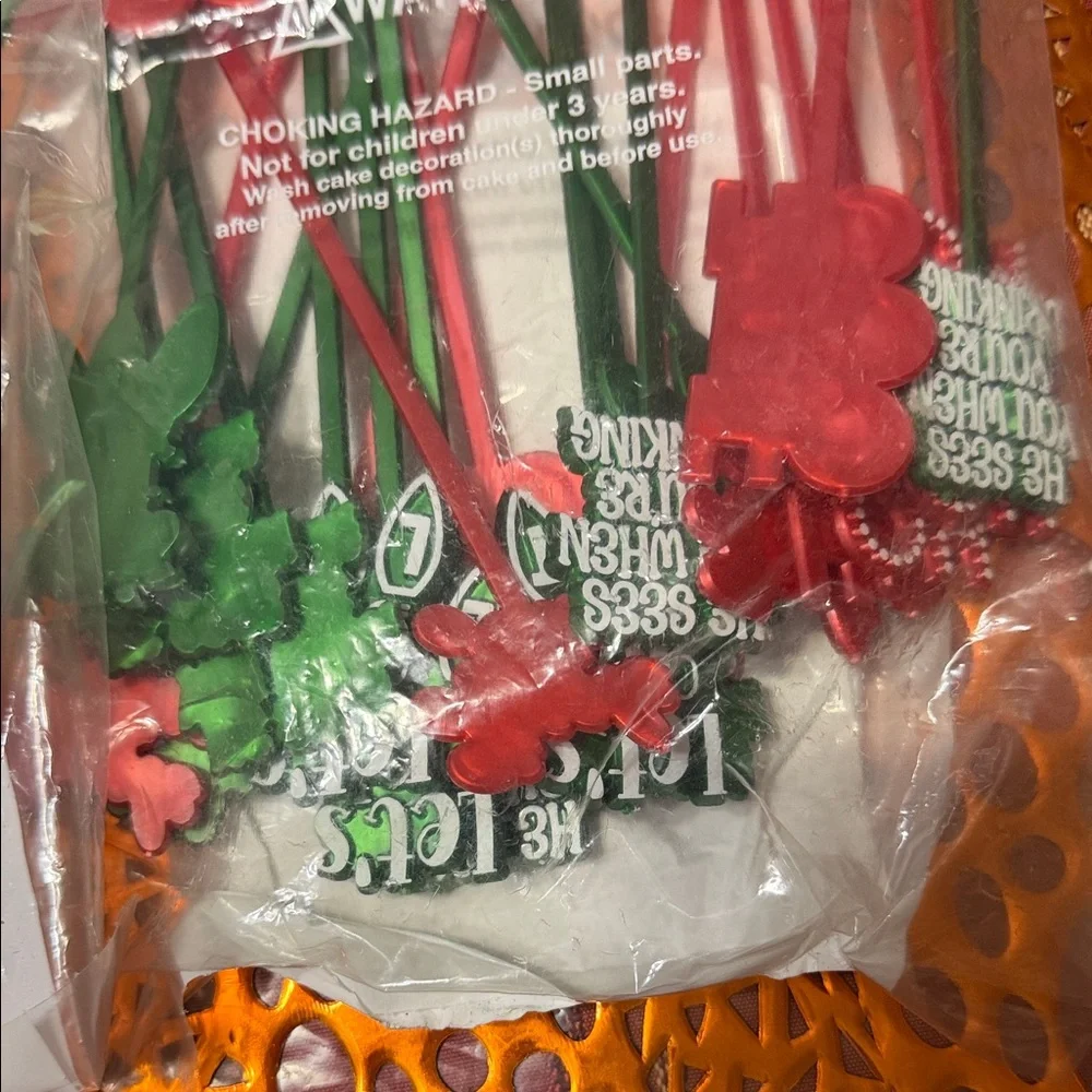 Holiday Cheer Cake Toppers - Red and Green